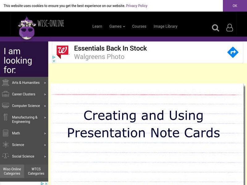 Wisc Online: Creating and Using Presentation Note Cards Unit Plan Wisc Online: Creating and Using Presentation Note Cards Unit Plan