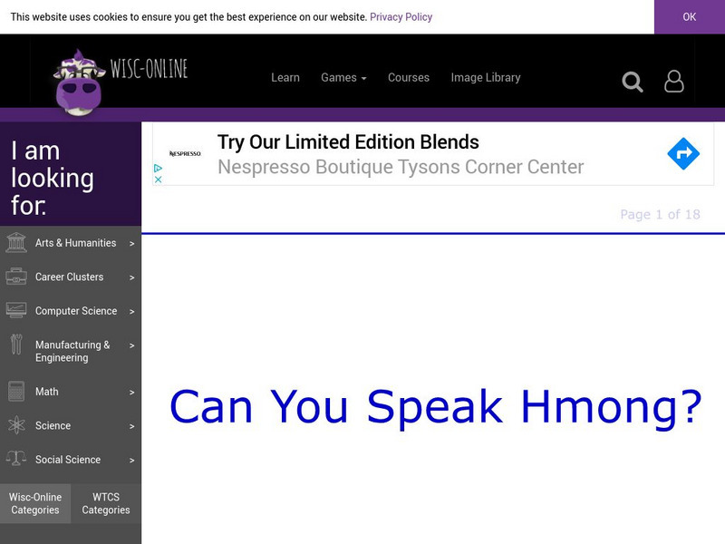 Wisc Online: Can You Speak Hmong? Unit Plan Wisc Online: Can You Speak Hmong? Unit Plan
