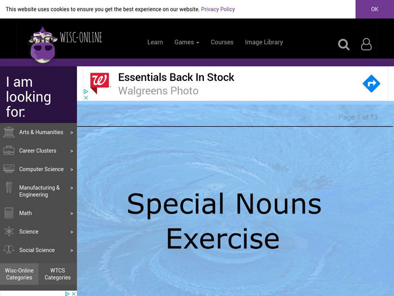 Wisc Online: Special Nouns Practice Unit Plan Wisc Online: Special Nouns Practice Unit Plan