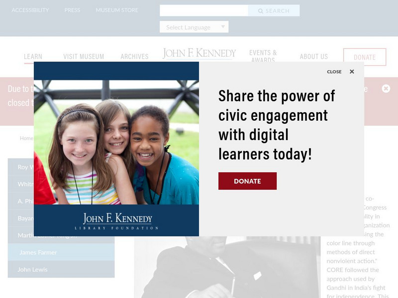 Jfk Presidential Library & Museum: James Farmer Handout Jfk Presidential Library & Museum: James Farmer Handout