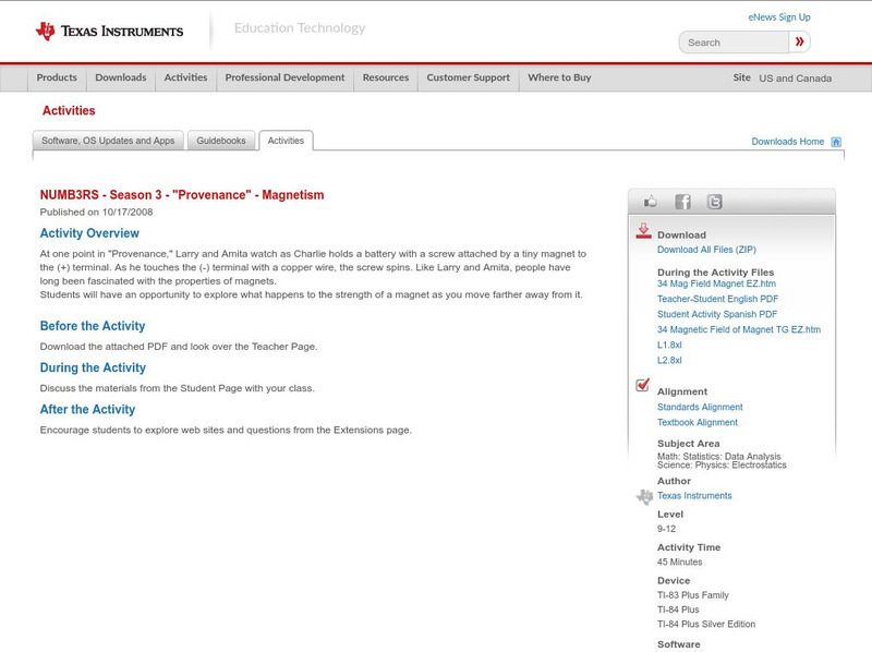 Texas Instruments: Numb3 Rs: Magnetism Activity Texas Instruments: Numb3 Rs: Magnetism Activity