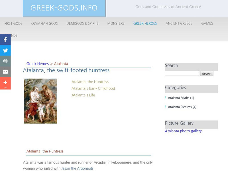 Greek Gods: Greek Heroes: Atalanta Handout Greek Gods: Greek Heroes: Atalanta Handout