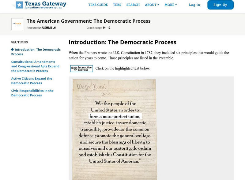 Texas Gateway: The American Government: The Democratic Process Unit Plan Texas Gateway: The American Government: The Democratic Process Unit Plan