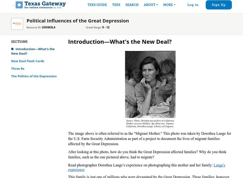 Texas Gateway: Political Influences of the Great Depression Unit Plan Texas Gateway: Political Influences of the Great Depression Unit Plan