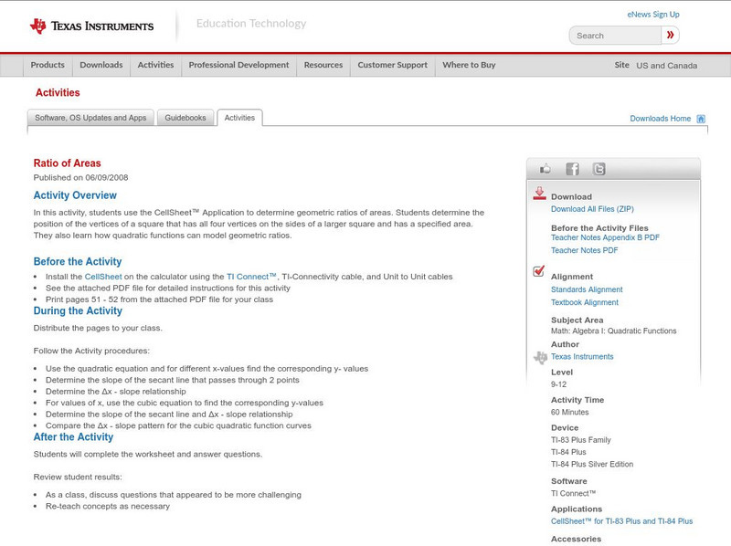 Texas Instruments: Ratio of Areas Activity