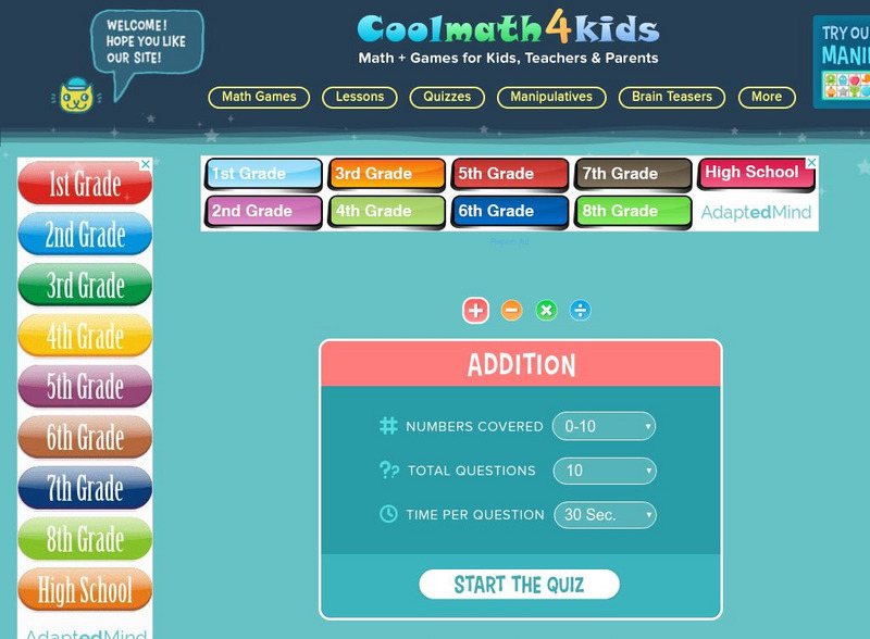 Coolmath: Coolmath4kids: Addition Quiz Unknown Type Coolmath: Coolmath4kids: Addition Quiz Unknown Type