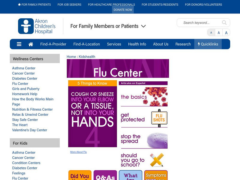 Akron Children's Hospital: Kidshealth: Flu Center Article Akron Children's Hospital: Kidshealth: Flu Center Article