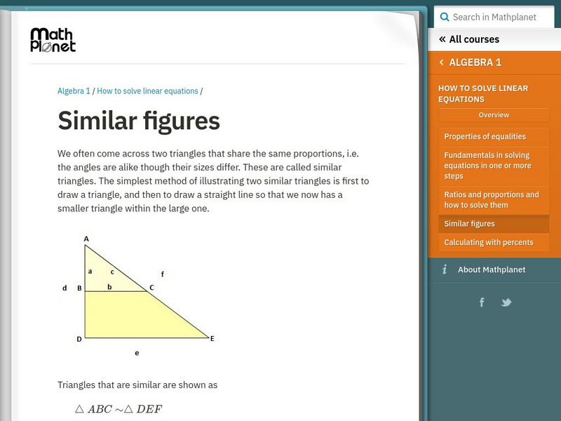 Math Planet: Algebra 1: Similar Figures eBook Math Planet: Algebra 1: Similar Figures eBook