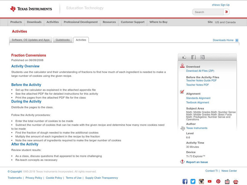 Texas Instruments: Fraction Conversions Activity Texas Instruments: Fraction Conversions Activity