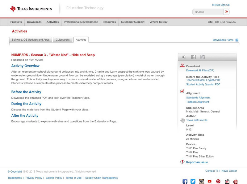 Texas Instruments: Numb3 Rs: Hide and Seep Activity Texas Instruments: Numb3 Rs: Hide and Seep Activity