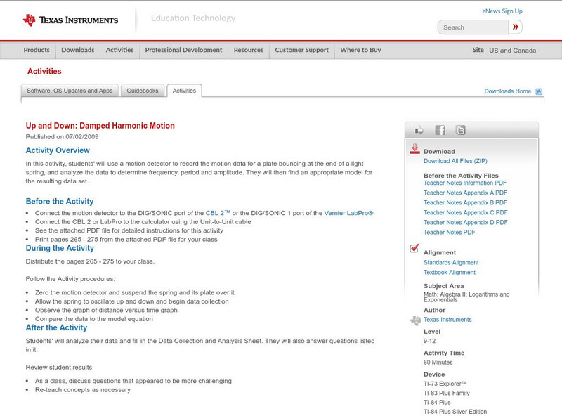 Texas Instruments: Up and Down: Damped Harmonic Motion Activity Texas Instruments: Up and Down: Damped Harmonic Motion Activity