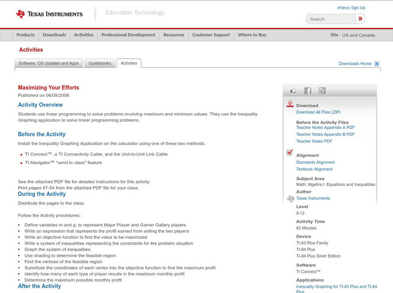 Texas Instruments: Maximizing Your Efforts Activity Texas Instruments: Maximizing Your Efforts Activity