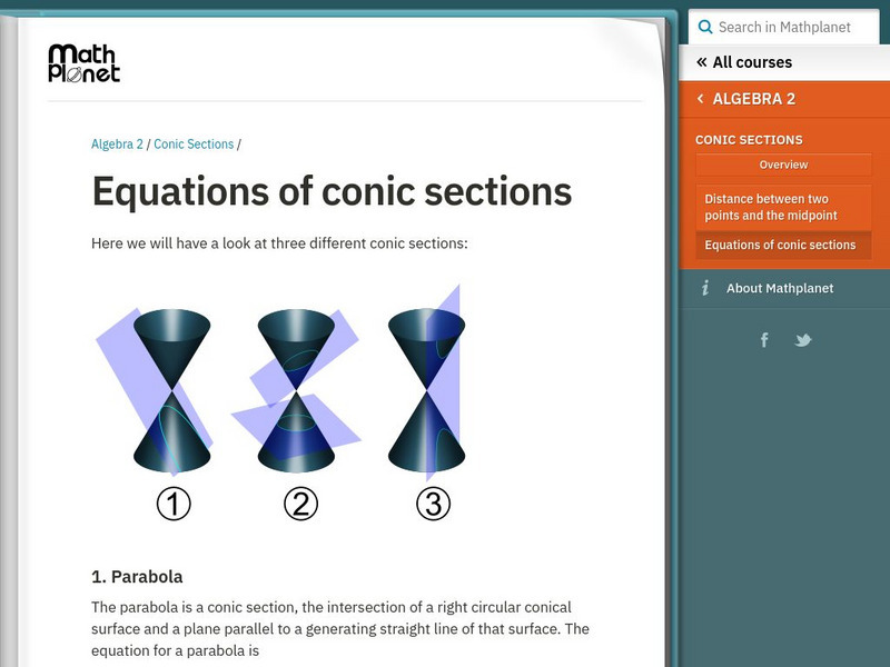 Math Planet: Equations of Conic Sections Instructional Video Math Planet: Equations of Conic Sections Instructional Video