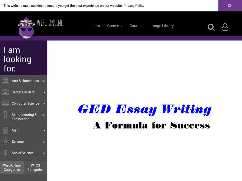 Wisc Online: Ged Essay Writing Formula for Success Unit Plan for 9th ...