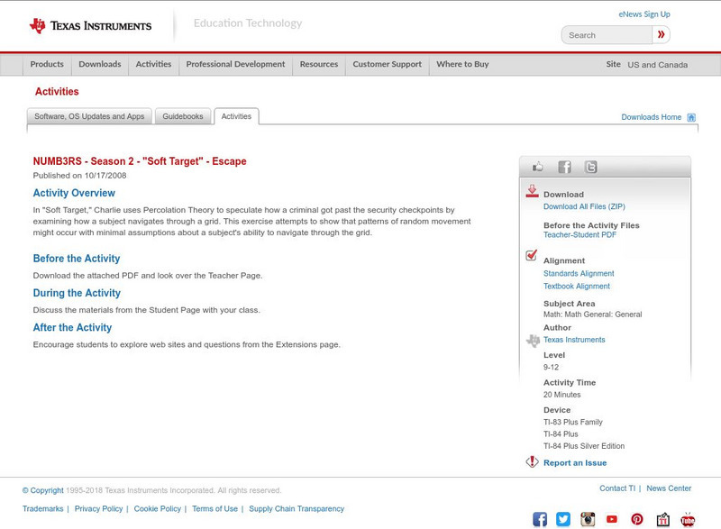 Texas Instruments: Numb3 Rs: Escape Activity Texas Instruments: Numb3 Rs: Escape Activity