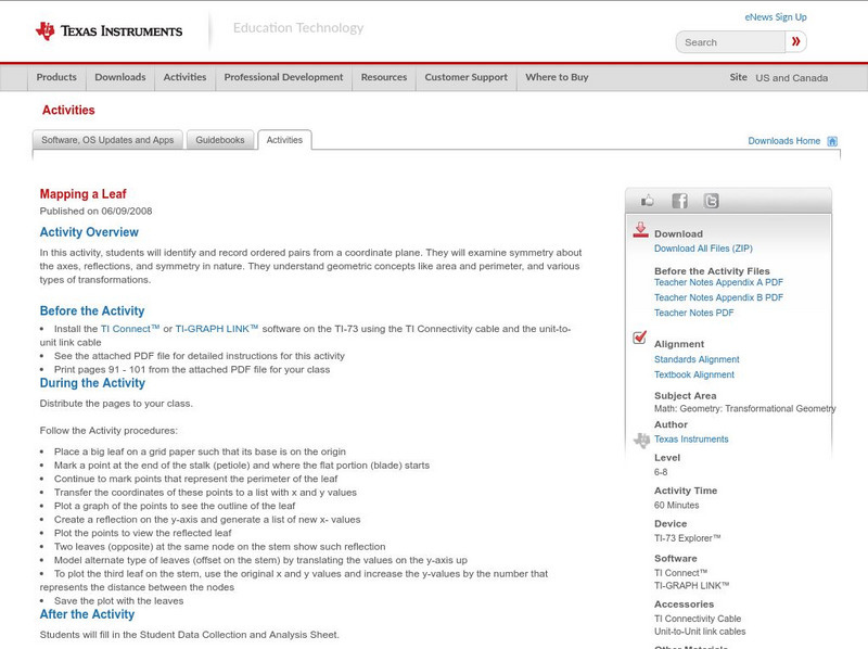 Texas Instruments: Mapping a Leaf Activity Texas Instruments: Mapping a Leaf Activity