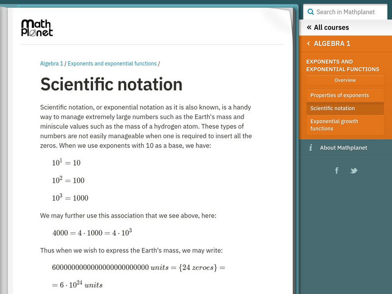 Math Planet: Algebra 1: Scientific Notation eBook Math Planet: Algebra 1: Scientific Notation eBook