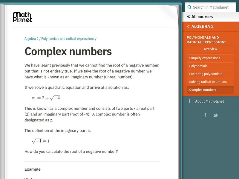 Math Planet: Algebra 2: Complex Numbers eBook Math Planet: Algebra 2: Complex Numbers eBook
