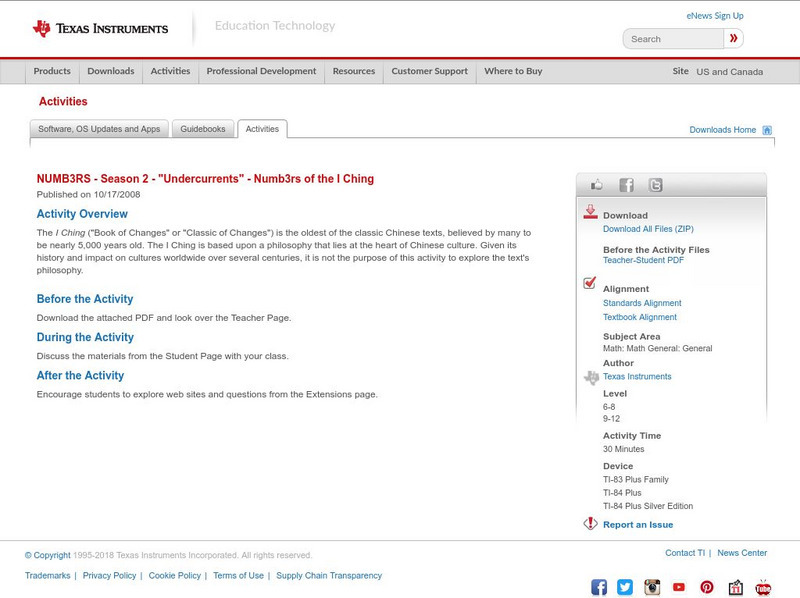 Texas Instruments: Numb3 Rs of the I Ching Activity Texas Instruments: Numb3 Rs of the I Ching Activity
