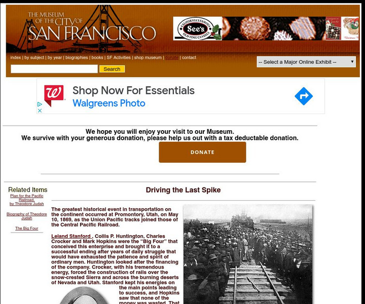 Virtual Museum of the City of San Francisco: Driving the Last Spike Handout Virtual Museum of the City of San Francisco: Driving the Last Spike Handout