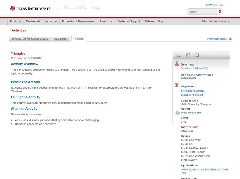 Texas Instruments: Triangles Activity Texas Instruments: Triangles Activity