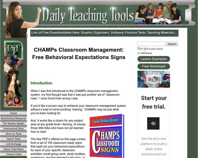 Daily Teaching Tools: Classroom Management: Behavioral Exp. Signs: Participation Website Daily Teaching Tools: Classroom Management: Behavioral Exp. Signs: Participation Website