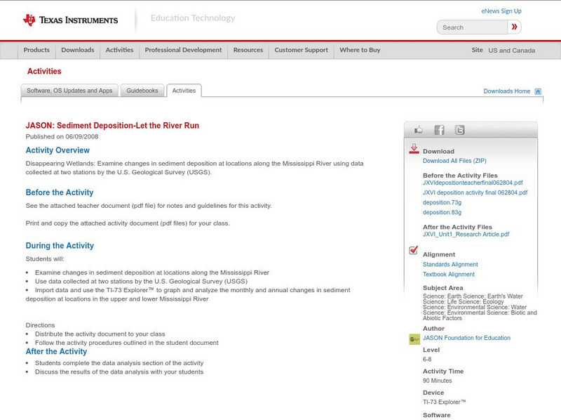 Texas Instruments: Jason: Sediment Deposition Let the River Run Activity