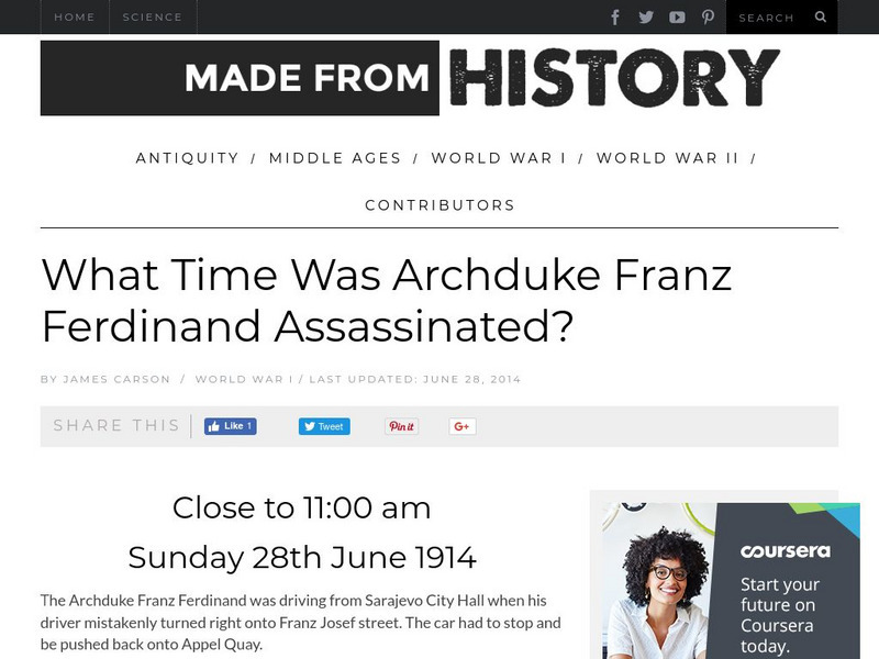 Made From History: What Time Was Archduke Franz Ferdinand Assassinated? Article Made From History: What Time Was Archduke Franz Ferdinand Assassinated? Article