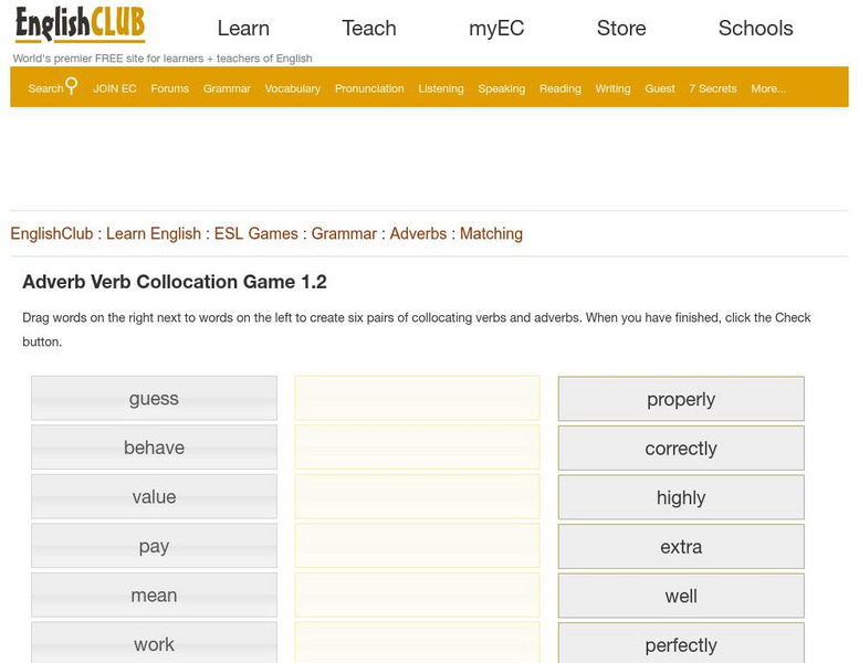 English Club: Adverb Verb Collocation Game 1.2 Interactive English Club: Adverb Verb Collocation Game 1.2 Interactive