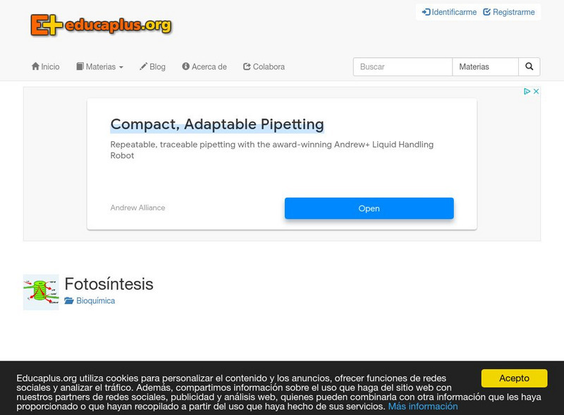 Educaplus: Fotosintesis [In Spanish] Activity
