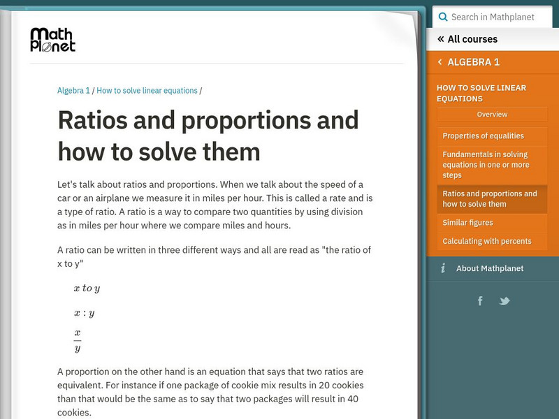 Math Planet: Algebra1: Ratios and Proportions and How to Solve Them eBook Math Planet: Algebra1: Ratios and Proportions and How to Solve Them eBook