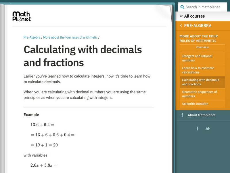 Math Planet: Calculating With Decimals and Fractions eBook
