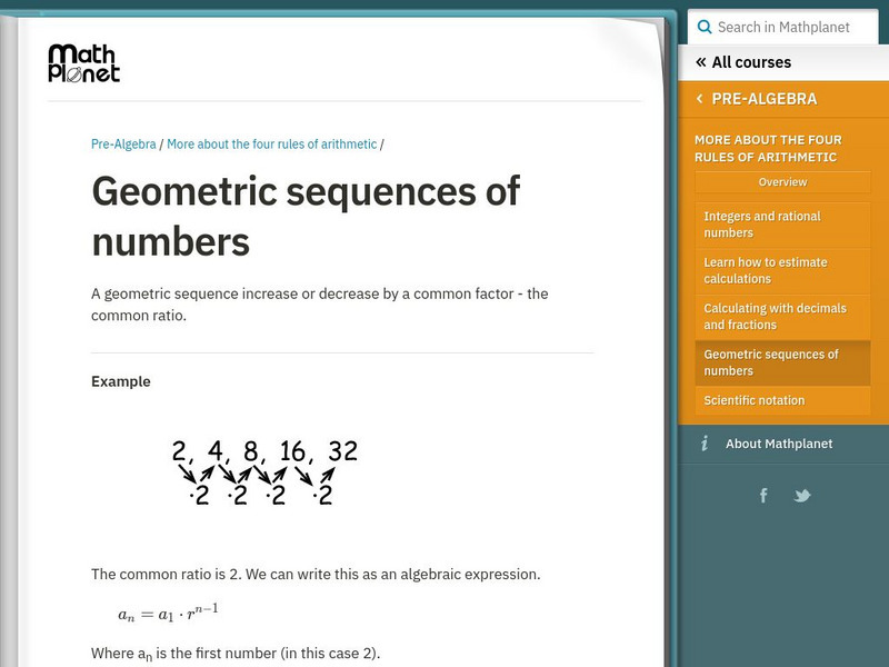 Math Planet: Geometric Sequences of Numbers eBook Math Planet: Geometric Sequences of Numbers eBook