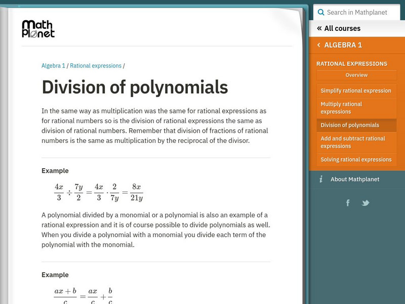 Math Planet: Division of Polynomials eBook Math Planet: Division of Polynomials eBook