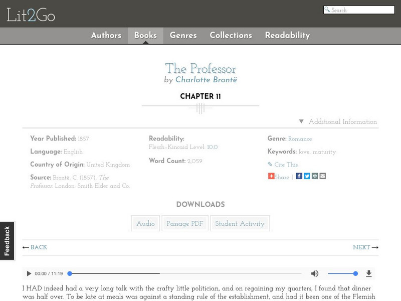 Educational Technology Clearinghouse: Lit2 Go: C. Bronte: The Professor eBook Educational Technology Clearinghouse: Lit2 Go: C. Bronte: The Professor eBook