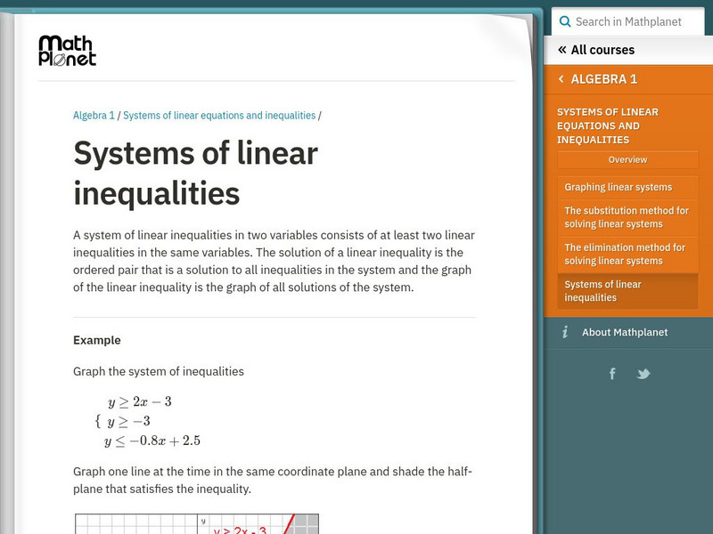 Math Planet: Systems of Linear Inequalities Unit Plan Math Planet: Systems of Linear Inequalities Unit Plan