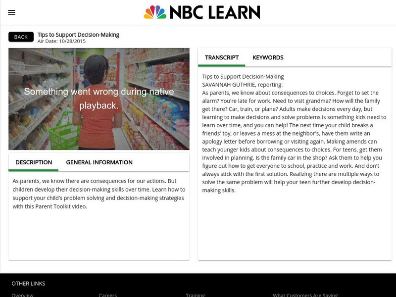 Nbc Learn: Tips to Support Decision Making Website Nbc Learn: Tips to Support Decision Making Website