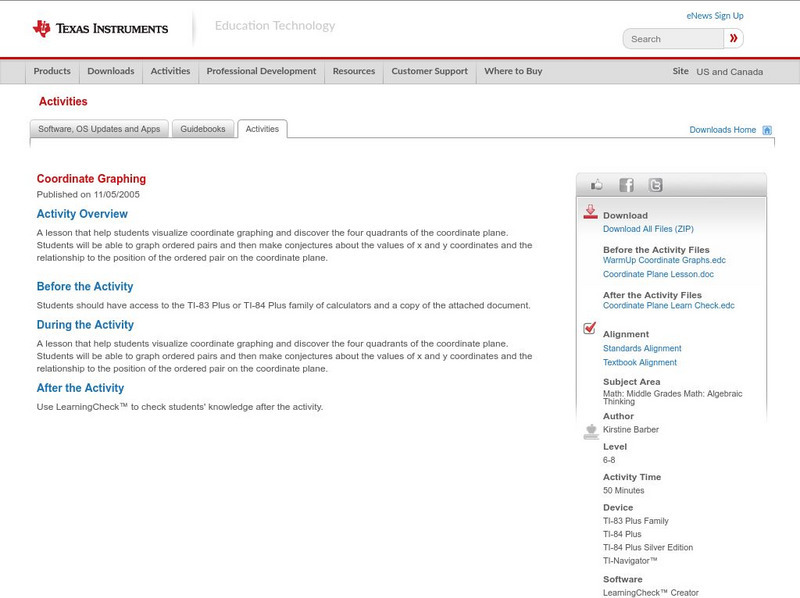 Texas Instruments: Coordinate Graphing Activity Texas Instruments: Coordinate Graphing Activity