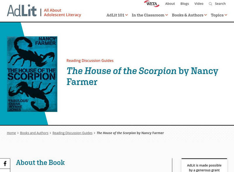Ad lit.org: Reading Discussion Guide: The House of the Scorpion by Nancy Farmer Professional Doc Ad lit.org: Reading Discussion Guide: The House of the Scorpion by Nancy Farmer Professional Doc