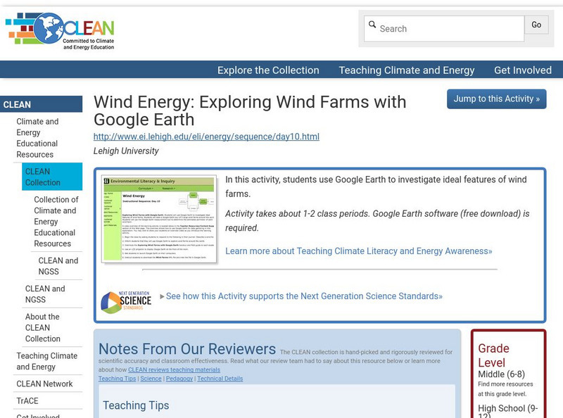 Clean: Wind Energy Using Google Earth Lesson Plan Clean: Wind Energy Using Google Earth Lesson Plan