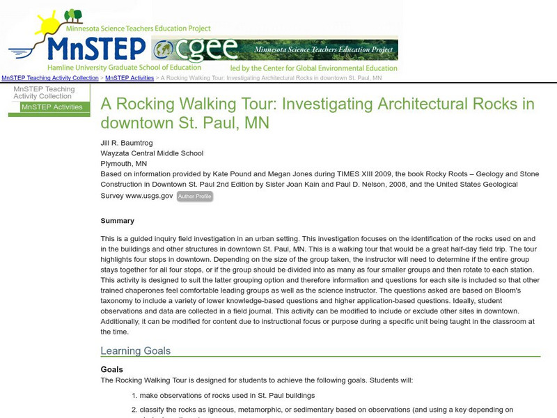 Serc: A Rocking Walking Tour: Investigating Architectural Rocks in St. Paul, Mn Activity Serc: A Rocking Walking Tour: Investigating Architectural Rocks in St. Paul, Mn Activity