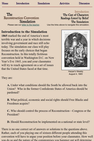 Education at Harp week.com: The Reconstruction Convention Simulation Unit Plan Education at Harp week.com: The Reconstruction Convention Simulation Unit Plan