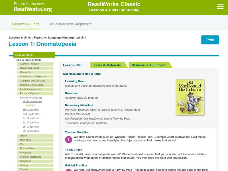 Read Works: Lessons: Onomatopoeia Lesson Plan Read Works: Lessons: Onomatopoeia Lesson Plan