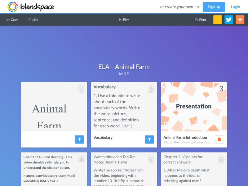 Blendspace: Ela Animal Farm Unit Plan Blendspace: Ela Animal Farm Unit Plan