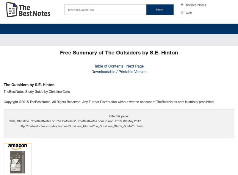 The Best Notes: The Outsiders by S. E. Hinton Unit Plan