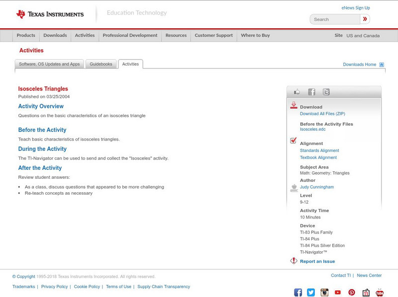 Texas Instruments: Isosceles Triangles Activity Texas Instruments: Isosceles Triangles Activity