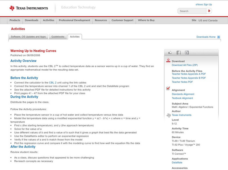 Texas Instruments: Warming Up to Heating Curves Activity Texas Instruments: Warming Up to Heating Curves Activity