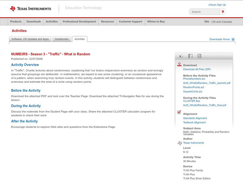 Texas Instruments: Numb3 Rs: What Is Random Activity Texas Instruments: Numb3 Rs: What Is Random Activity