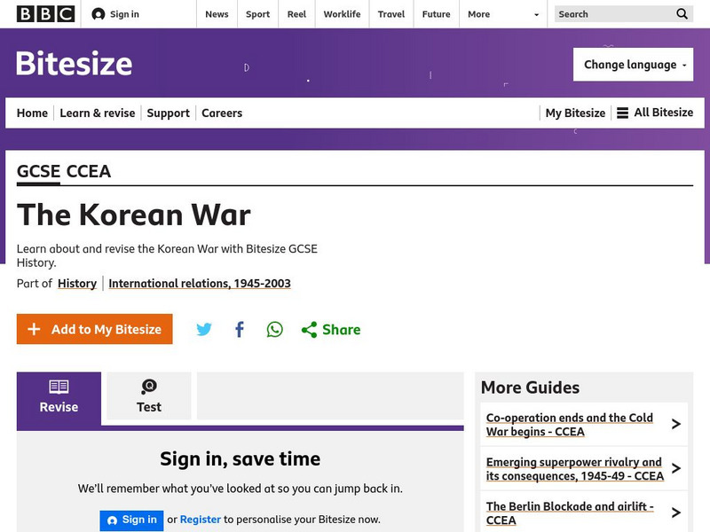 Bbc: Gcse Bitesize: The Korean War Website