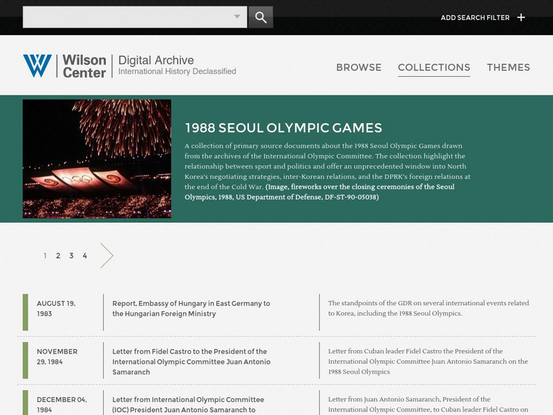 Wilson Center: 1988 Seoul Olympic Games Primary Wilson Center: 1988 Seoul Olympic Games Primary